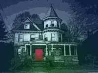 house picture with green/ blue effect