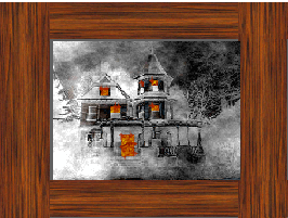 house picture with fiery effect